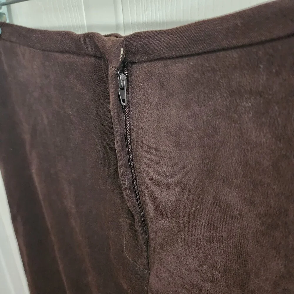 IVY Women's Long Stretch Maxi Pencil Skirt Suede Brown Retro 90's Goth Size 8 - Picture 3 of 10